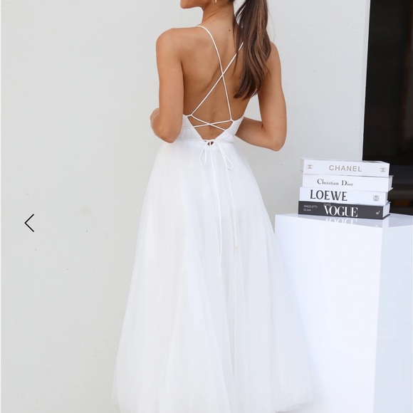 Hello Molly Signal My Way Tulle MIDI Dress White - Picture 3 of 4